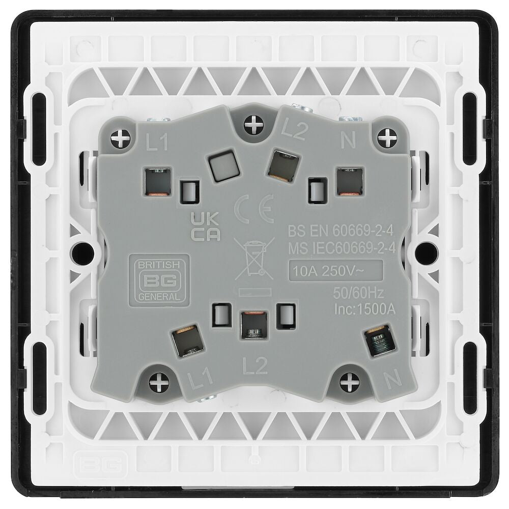 BG Evolve Black Chrome 10A Fan Isolator Switch PCDBC15B - Premium Electrical Safety Switch for Bathroom Exhaust Fans & Ventilation Systems
