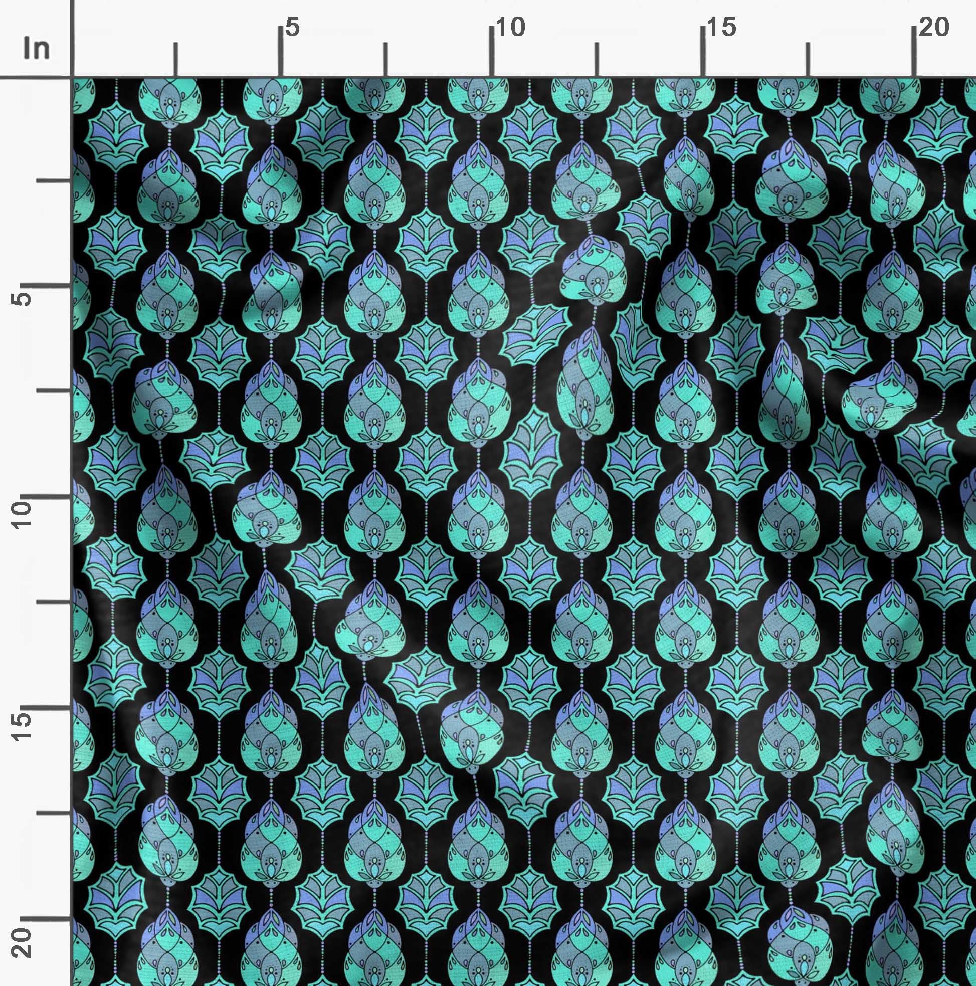 Soimoi Moss Georgette Black Fabric by The Yard - 42 Inch Wide Moroccan Damask Print Fabric - Exotic Vibrant Fashion & Home Decor Fabric for Dresses, Curtains, Scarf Making & DIY Projects