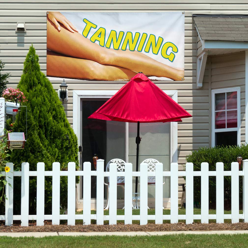 Vinyl Banner 48x96 Inches - Weatherproof Outdoor Advertising Sign with 8 Grommets for Tanning Business, Industrial Yard Signs & Commercial Use | Durable for All Weather Conditions