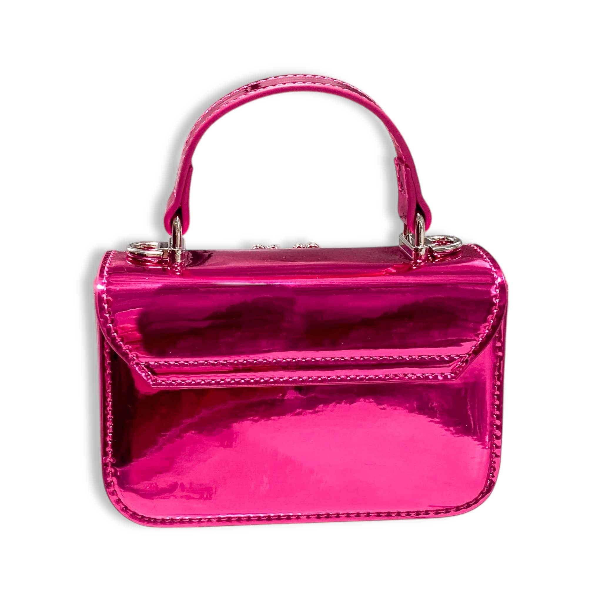 Sparkling Rhinestone Embellished Patent Leather Clutch Purse - Elegant Pink Evening Bag for Parties, Weddings & Special Occasions