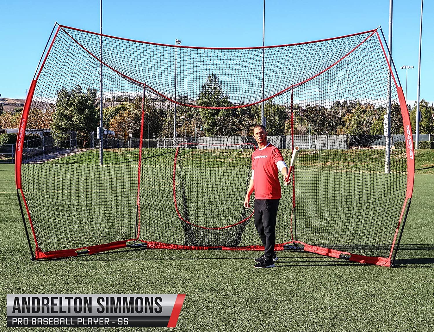 PowerNet Large Portable Baseball Backstop - Heavy Duty Practice Net for Baseball & Softball Training, Backyard, Park, and Field Use