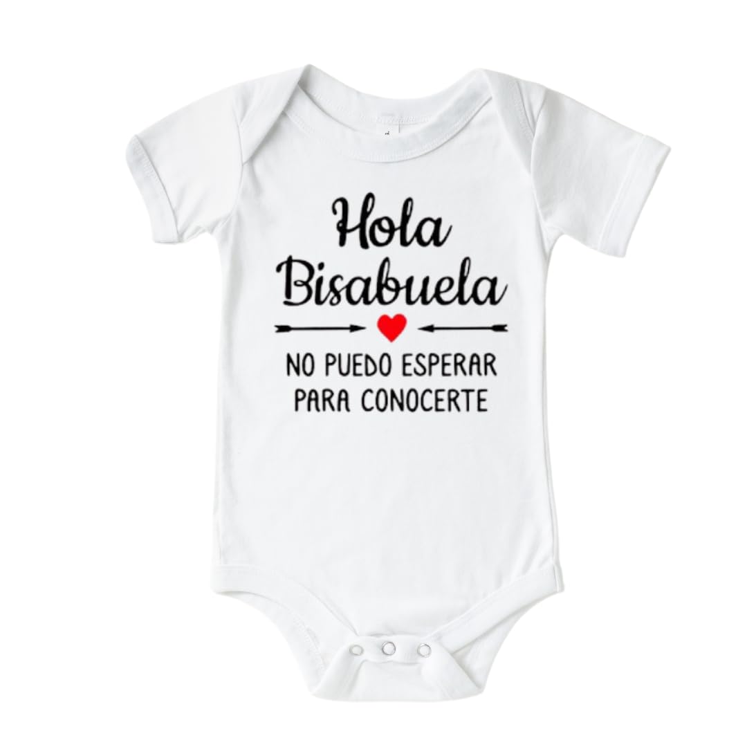 Cute Spanish Baby Announcement Onesie - 'Hola Bisabuela' Pregnancy Gift for Great Grandma, Unique Baby Reveal Idea for Abuelita to Be - Perfect for Gender Reveal Parties & Family Celebrations