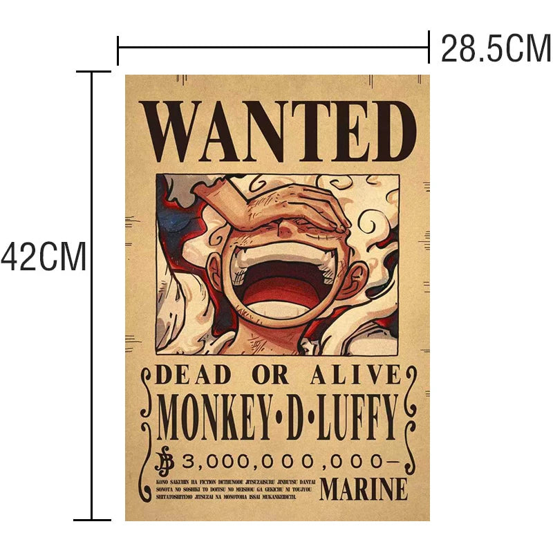 One Piece Bounty Wanted Sticker Posters - Anime Wall Decor for Bedroom, Office & Game Room - Perfect for Fans & Collectors