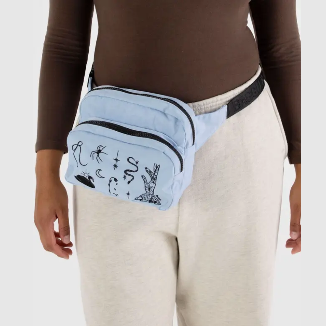 BAGGU Embroidered Ballet Fanny Pack - Stylish Waist Bag for Dance, Travel & Everyday Use