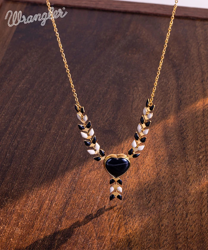 Wrangler Demeter’s Heart Onyx Necklace for Women - Elegant Greek Goddess Jewelry Gift for Birthday, Anniversary & Special Occasions