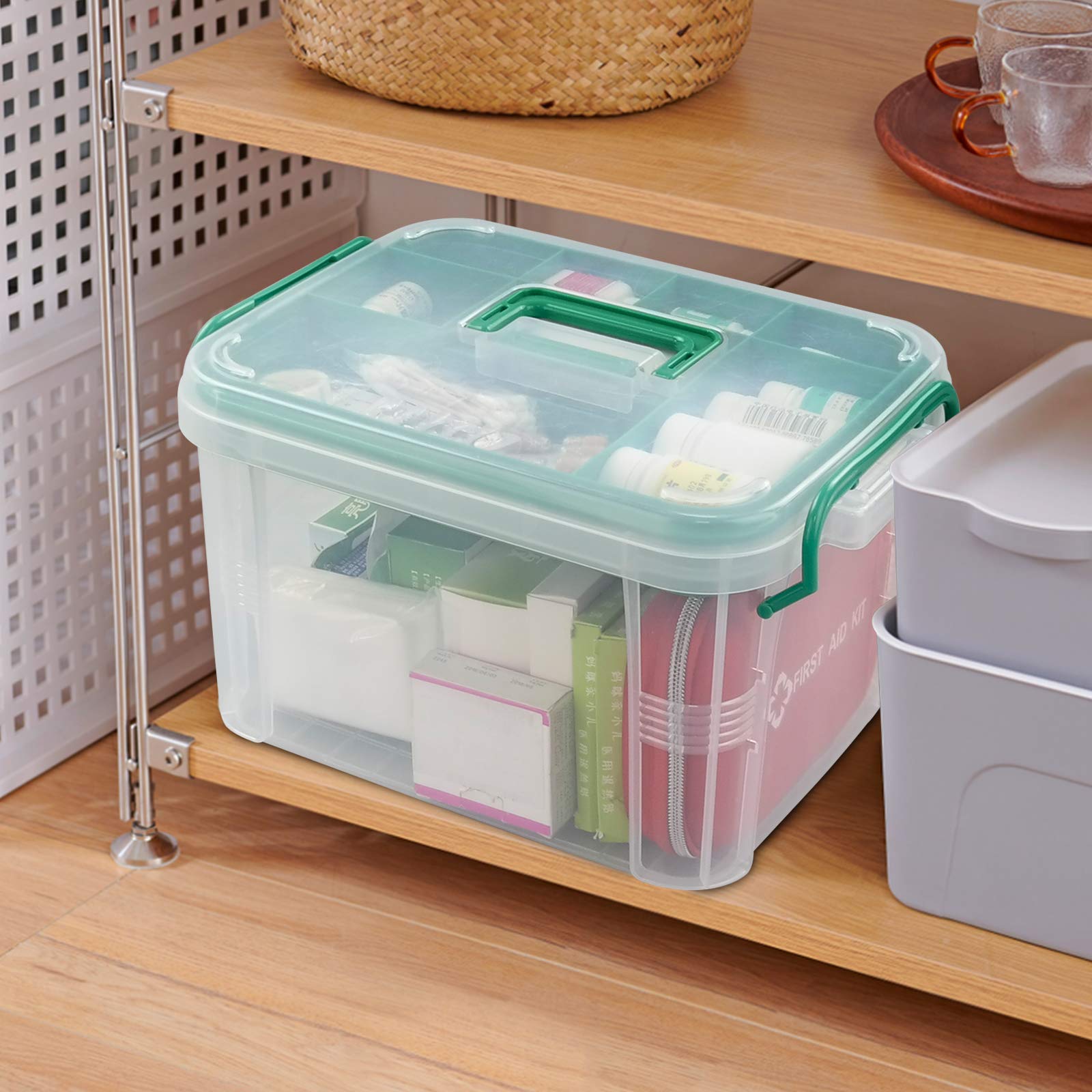 1 Pack Clear Plastic Family First Aid Box - Portable Emergency Medical Storage Kit for Home, Car, Travel & Outdoor Safety | First Aid Supplies Organizer