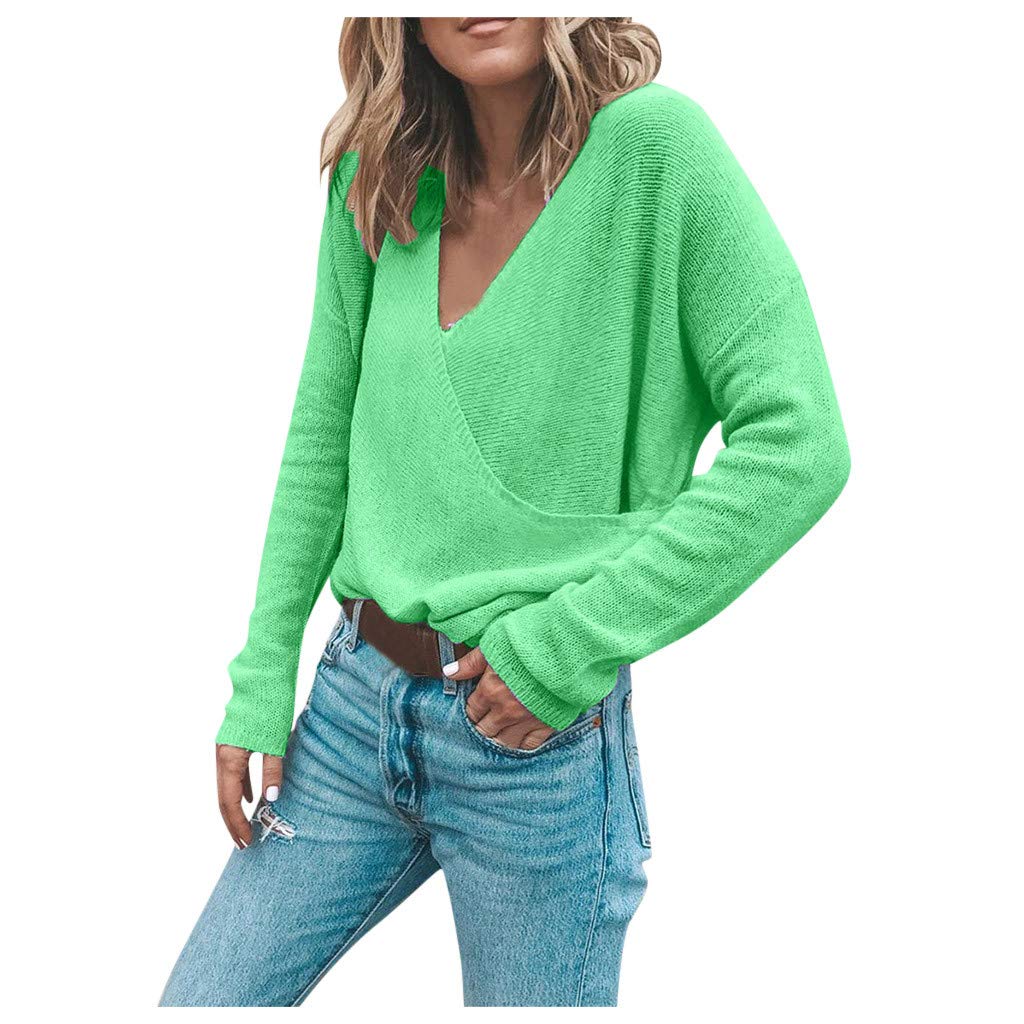 Women's Winter Sweater - Long Sleeve V-Neck Loose Knit Top for Fall & Winter | Cozy Casual Wear, Office Outfits & Holiday Fashion