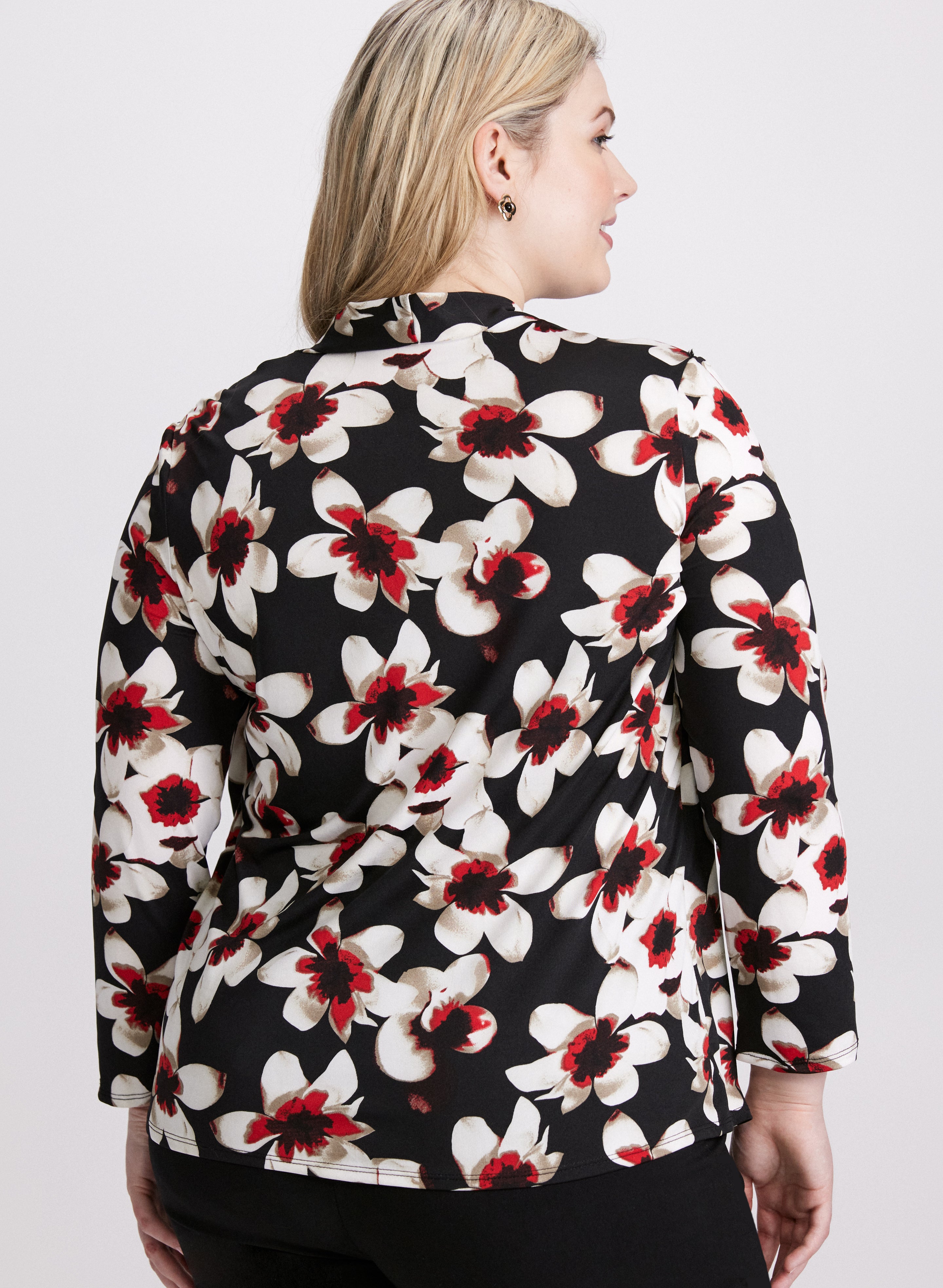 Floral Print Layered Illusion Tops for Women - Elegant Blouse for Date Night, Party & Special Occasions
