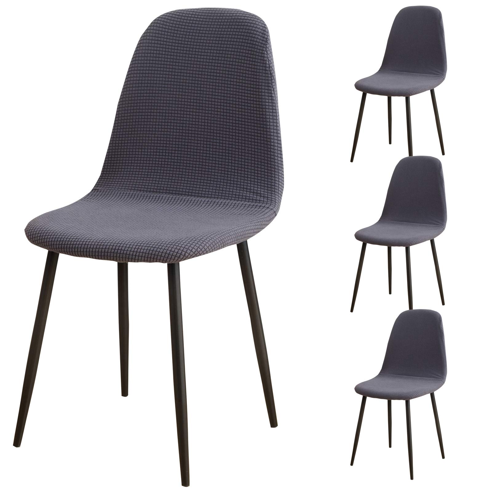 TOPCHANCES Stretch Shell Chair Covers - 4PCS Mid Century Armless Slipcovers for Dining, Living Room & Bedroom - Washable Chair Protectors in Grey Blue - Perfect for Weddings, Banquets & Lounge Decor