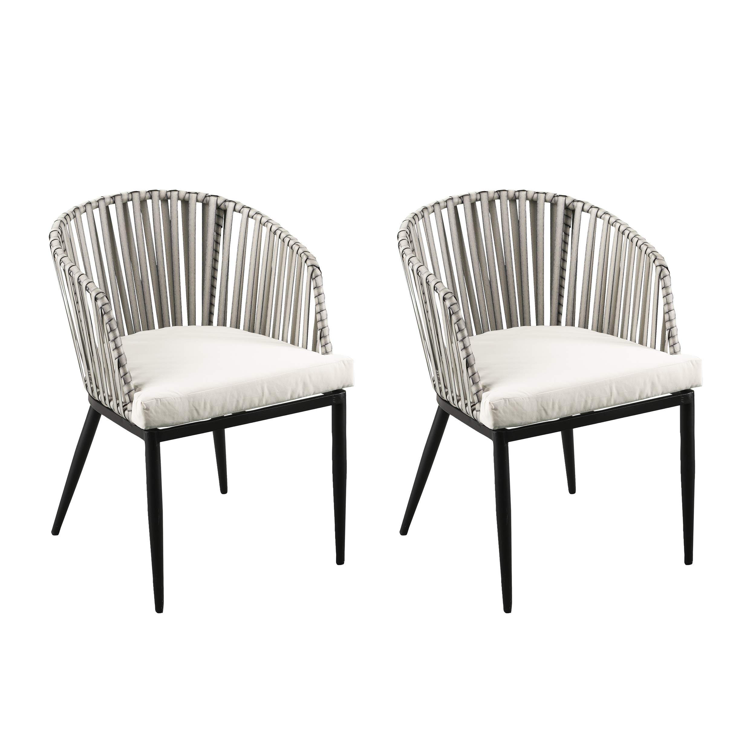 SEI Furniture Melilani Outdoor Patio Chairs Set of 2 - Waterproof Wicker Rattan Lounge Chairs with Cushions, Black & White - Perfect for Backyard, Poolside, Garden, and Deck Relaxation