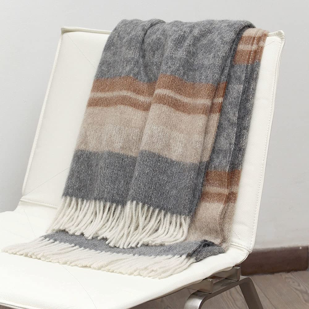 Premium Alpaca Wool Cherokee Style Blanket Throw - Soft & Warm Handmade Weaving for Home Decor, Sofa, Bed, and Travel - Cozy Gift for Winter & Fall