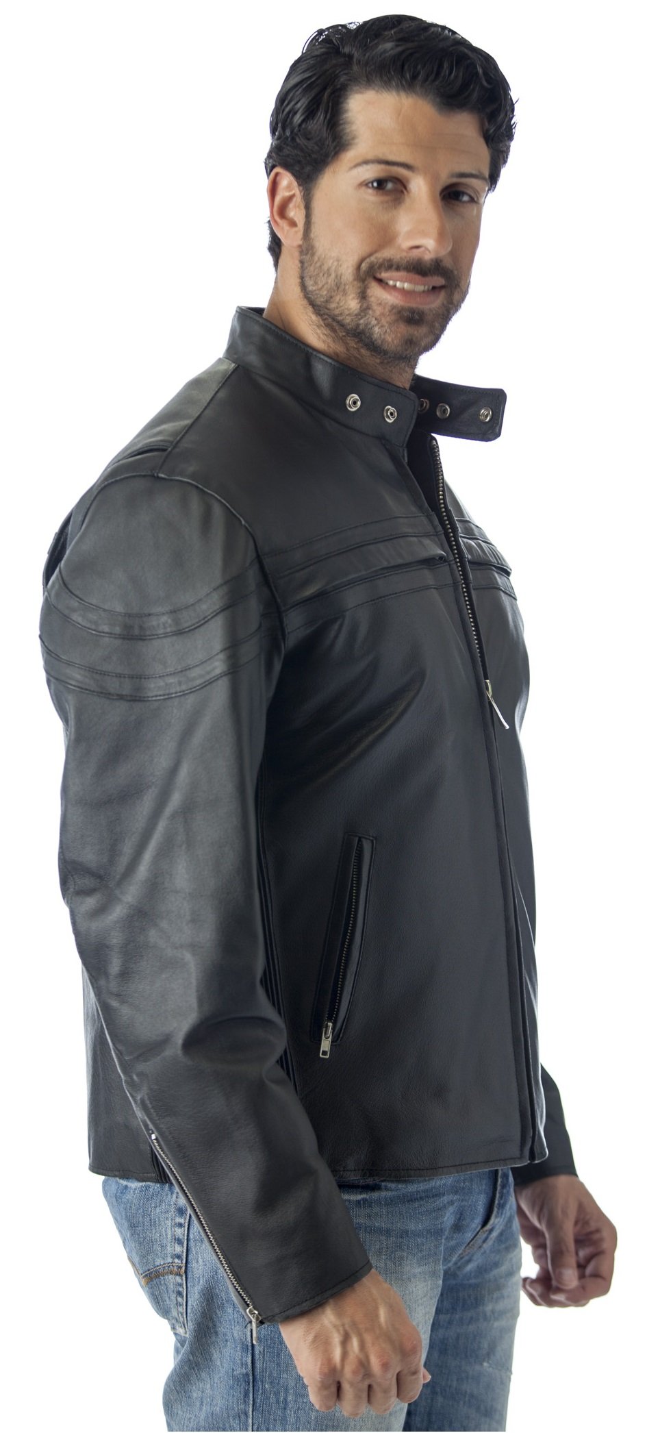 REED Men's Vented Motorcycle Leather Jacket - Premium Imported Biker Jacket for Men - Windproof & Breathable Riding Gear for Motorcycle Enthusiasts - Perfect for Cruising, Touring & Urban Riding