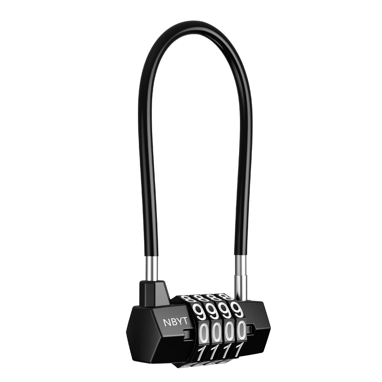 4 Digit Resettable Weatherproof Combination Padlock - Long Shackle Handheld Lock for Cabinet, Door, Outdoor, Travel Bag, Bike, Fence, Luggage, School & Gym Locker | Durable Security for Home, Travel & Sports Use