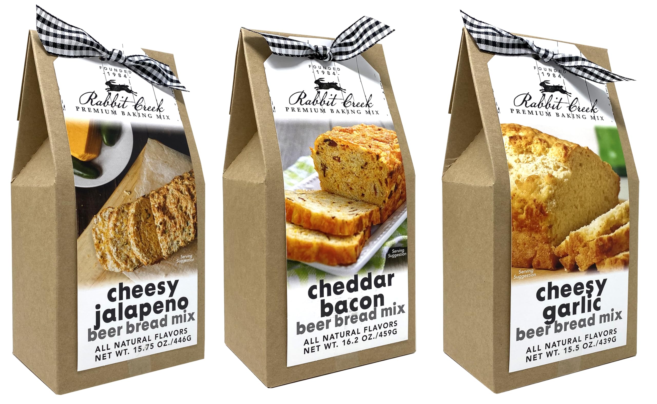 Rabbit Creek Beer Bread Mix Variety Pack of 3 - Cheesy Jalapeno, Cheddar Bacon & Garlic Flavors | Easy Homemade Bread Mix for Parties, Gifts & Family Baking | Perfect for Game Nights, Potlucks & Holiday Gatherings