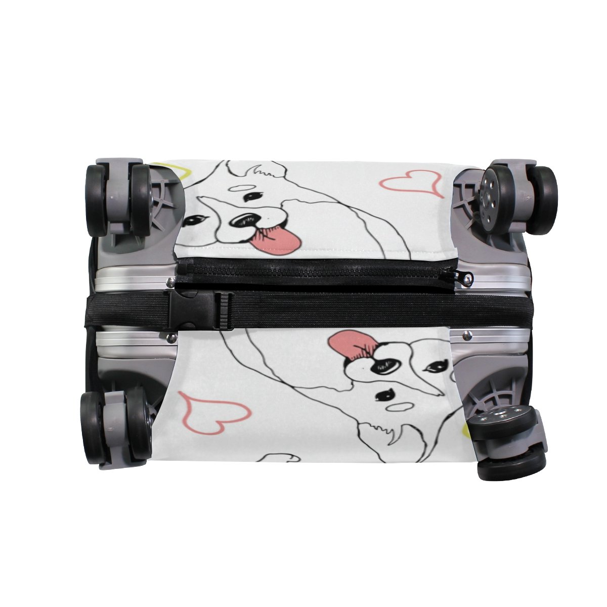 Stylish White Dog Puppy Luggage Cover - Travel Suitcase Protector for Kids, Men & Women | Perfect for Airplane, Train & Vacation Trips