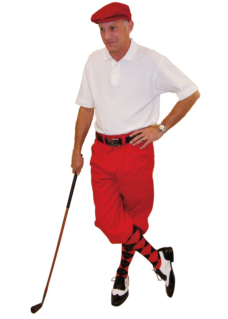 Kings Cross Red Knickers Flat Cap with Red Black Argyle Socks and Polo Shirt - Stylish British Outfit for Casual Wear, Cosplay & Themed Parties