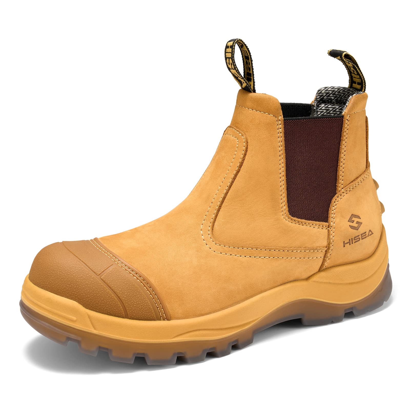 HISEA Men's Steel Toe Slip-On Work Boots - EH Rated, Slip & Oil Resistant Safety Shoes for Construction, Warehouse & Outdoor Work - Breathable Comfort for All-Day Wear