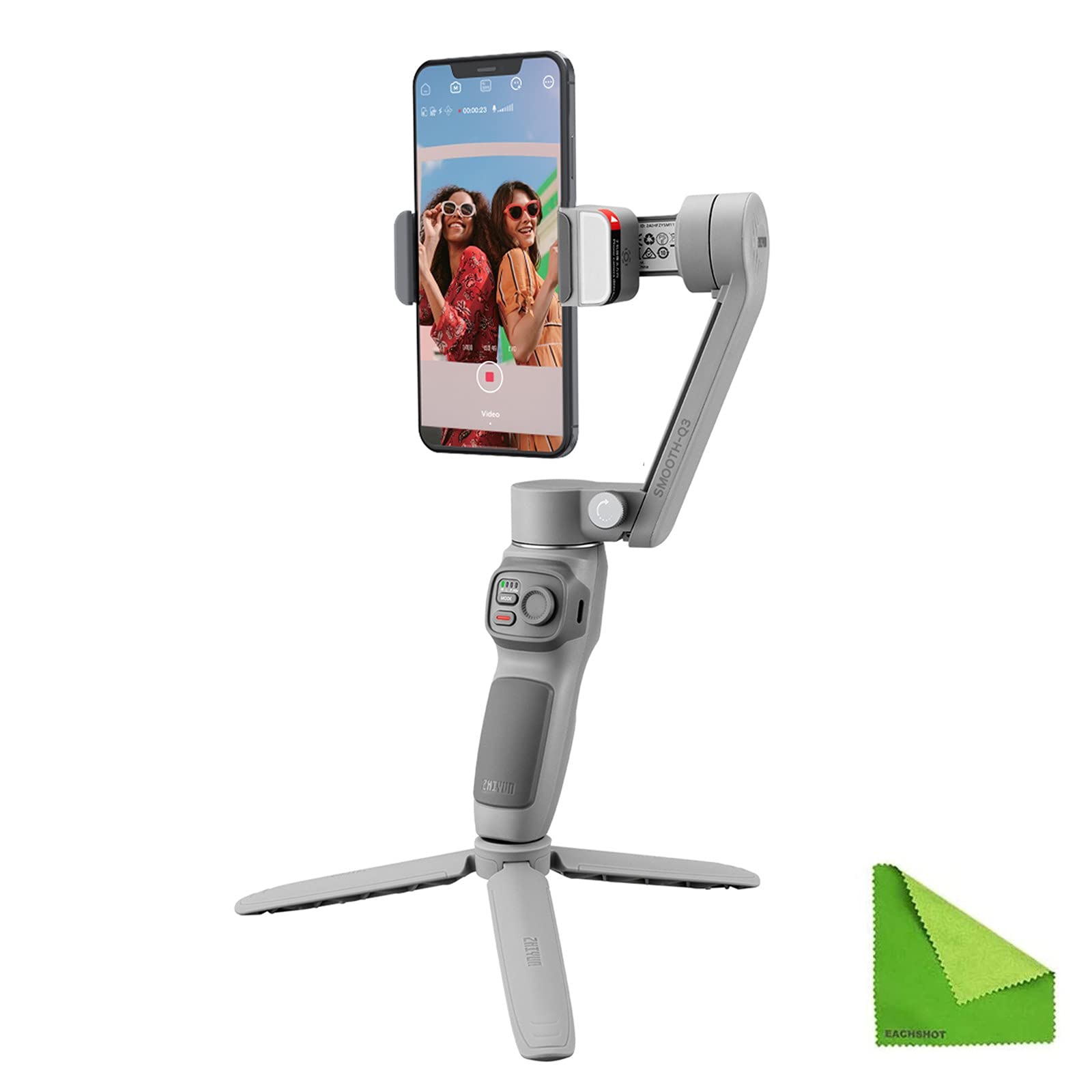 **Zhiyun Smooth-Q3 3-Axis Smartphone Gimbal Stabilizer for iPhone & Android - Handheld Stabilizer with Tripod, LED Fill Light, Face/Object Tracking - Perfect for TikTok, YouTube, Vlogging & Live Streaming**