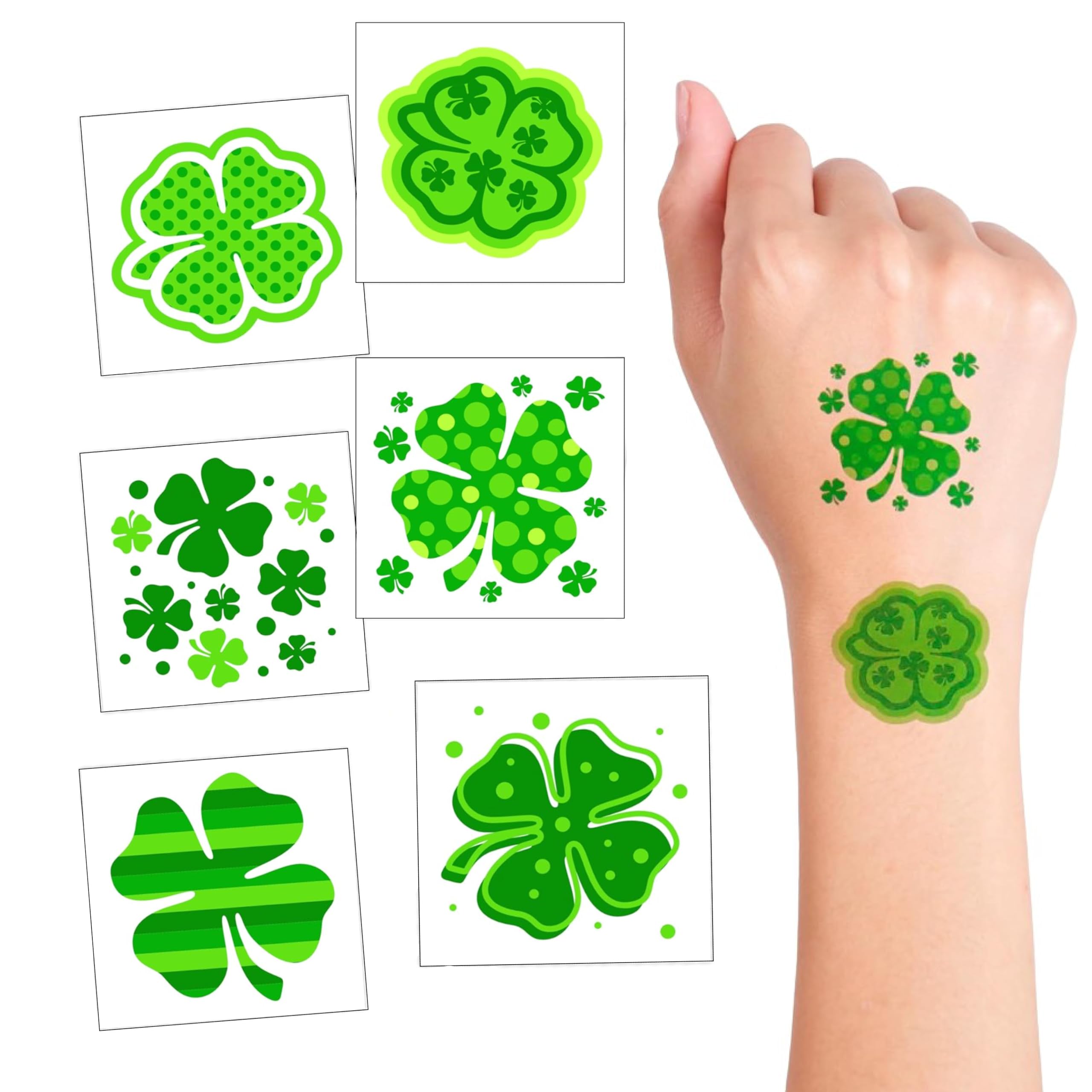 4E's Novelty Shamrock Temporary Tattoos - 72 Individually Wrapped St. Patrick's Day Tattoos for Kids & Adults | Irish Party Favors, Face & Body Art | Perfect for St. Paddy's Day Celebrations, Irish-Themed Parties & Festive Gift Giving