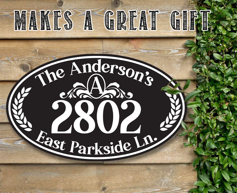 Custom Oval House Number Sign - Personalized Outdoor Address Plaque for Yard & Front Door - Durable Metal Home Signage - Perfect Housewarming Gift for New Homeowners (Ideal for Curb Appeal & Home Decoration)