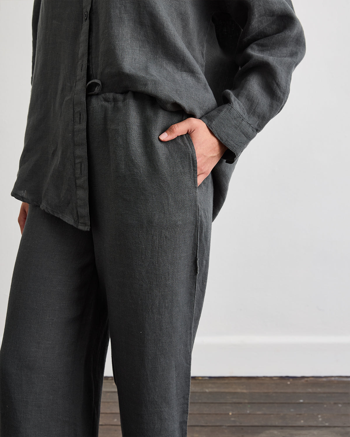 Premium Charcoal Linen Lounge Pants for Women - Soft, Breathable & Comfortable - Perfect for Yoga, Travel & Relaxing at Home