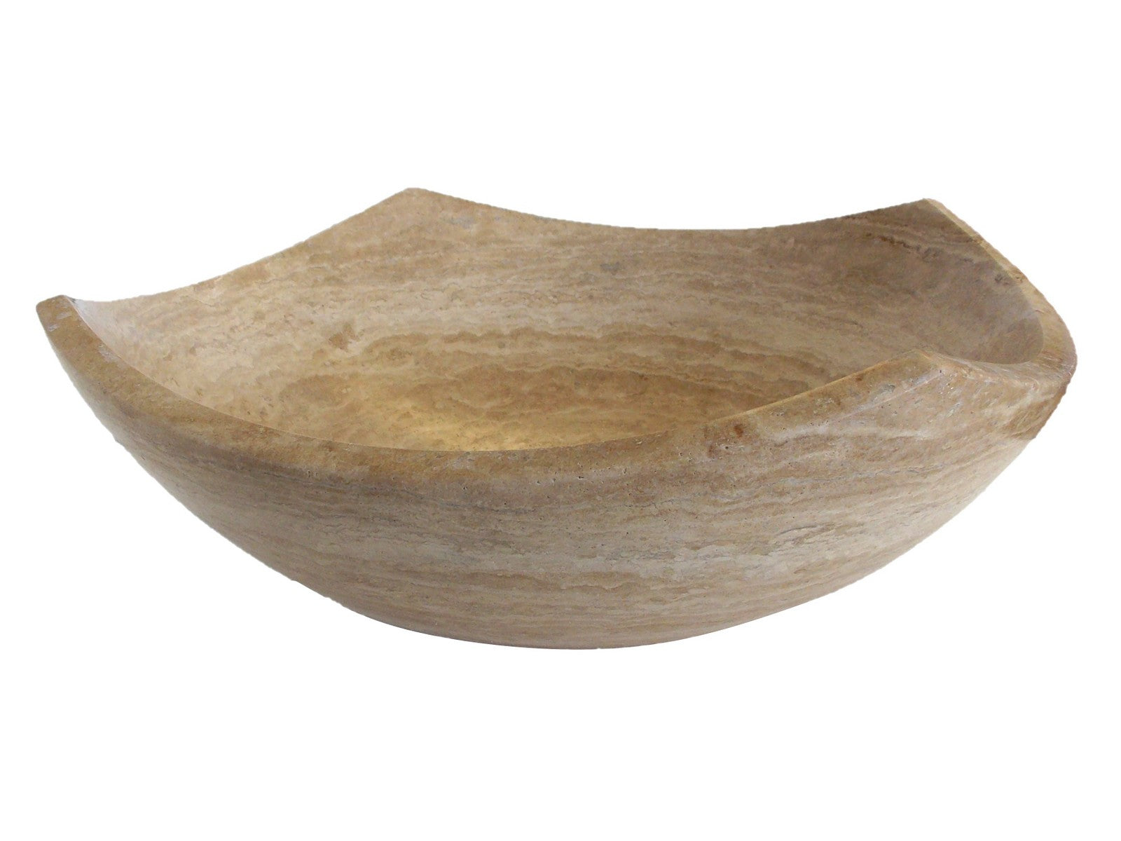 Arched Edges Travertine Vessel Sink - Natural Stone Bathroom Sink for Modern & Rustic Vanities, Farmhouse & Spa Bathroom Decor