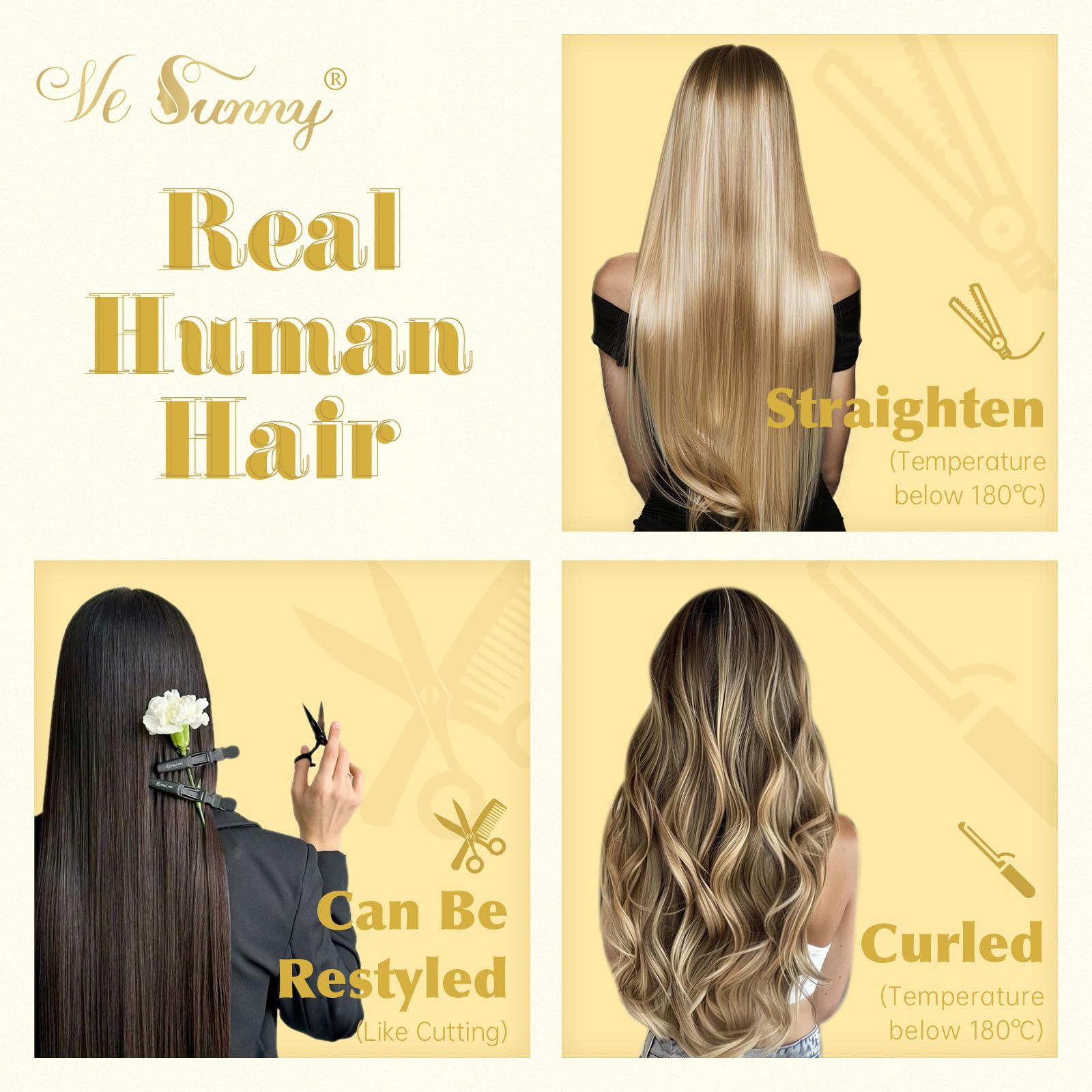 Ve Sunny Auburn Clip-in Human Hair Extensions - 5pcs 80g 12inch Real Human Hair for Cosplay & Daily Styling - Natural Red Auburn & Dark Auburn Shades for Volume & Length - Perfect for Parties, Weddings & Special Occasions