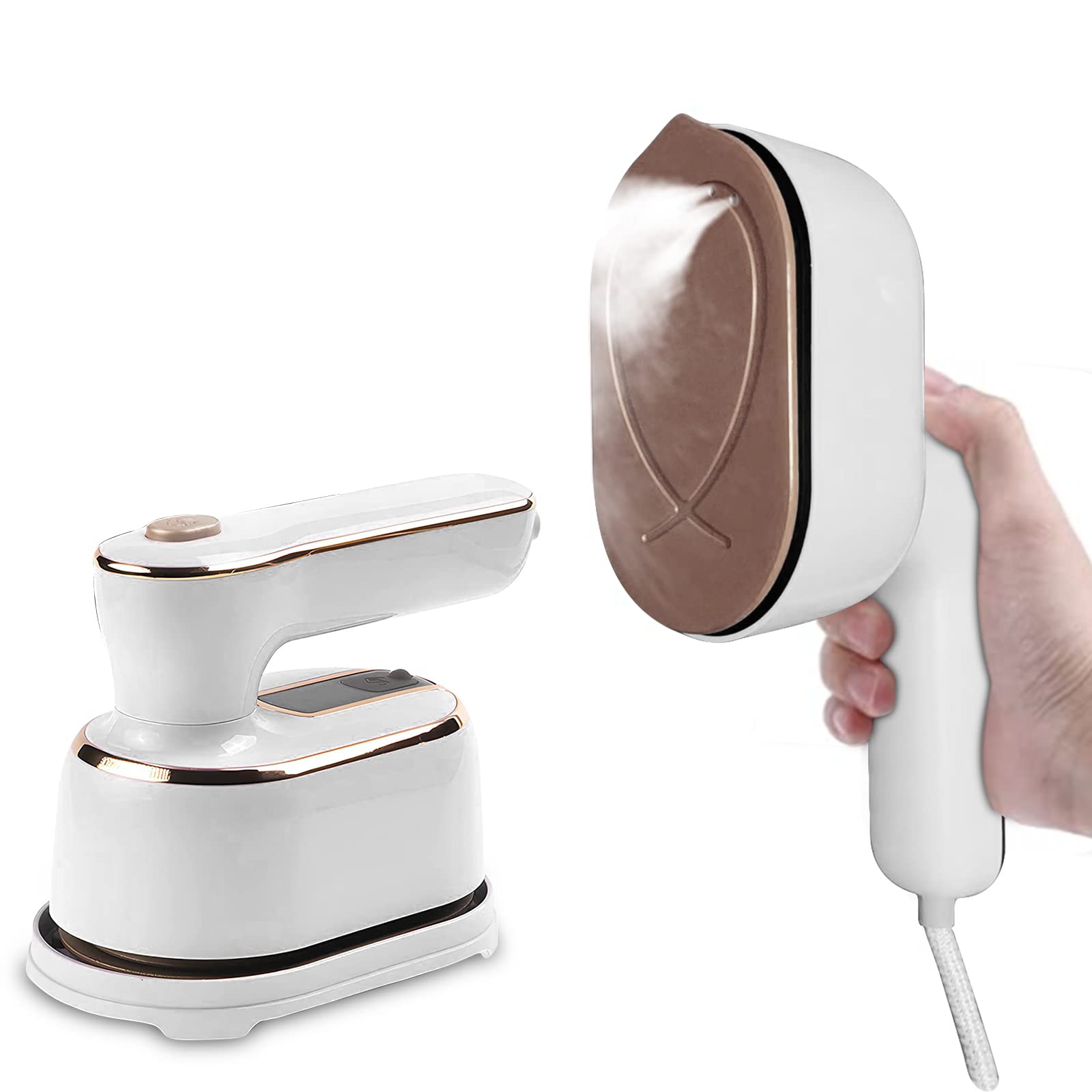Portable Handheld Clothes Steamer - 980W Compact Travel Size Mini Steamer with 180° Foldable Design for Dry & Wet Ironing | Perfect for Home, Travel, College Dorms & Business Trips (White)