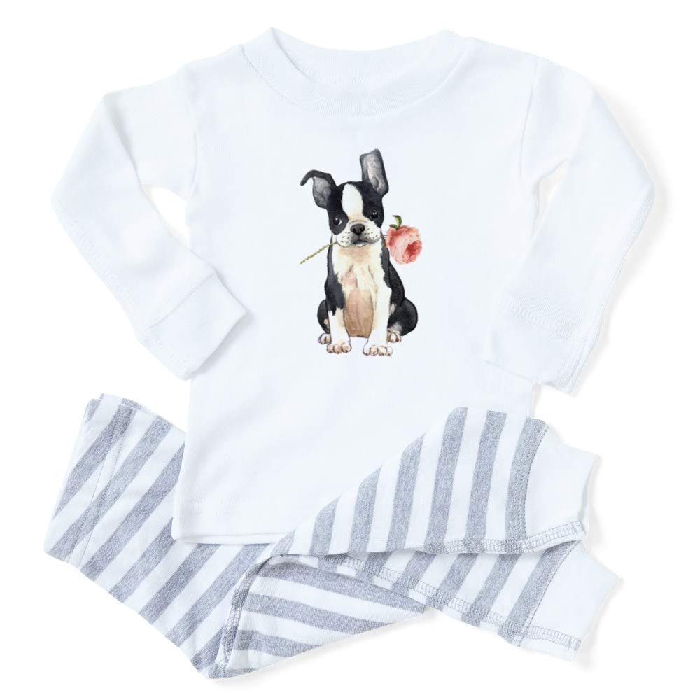 Boston Terrier Rose Print Baby Pajamas - Soft Cotton Sleepwear for Infants & Toddlers - Perfect for Bedtime, Lounging & Photo Shoots