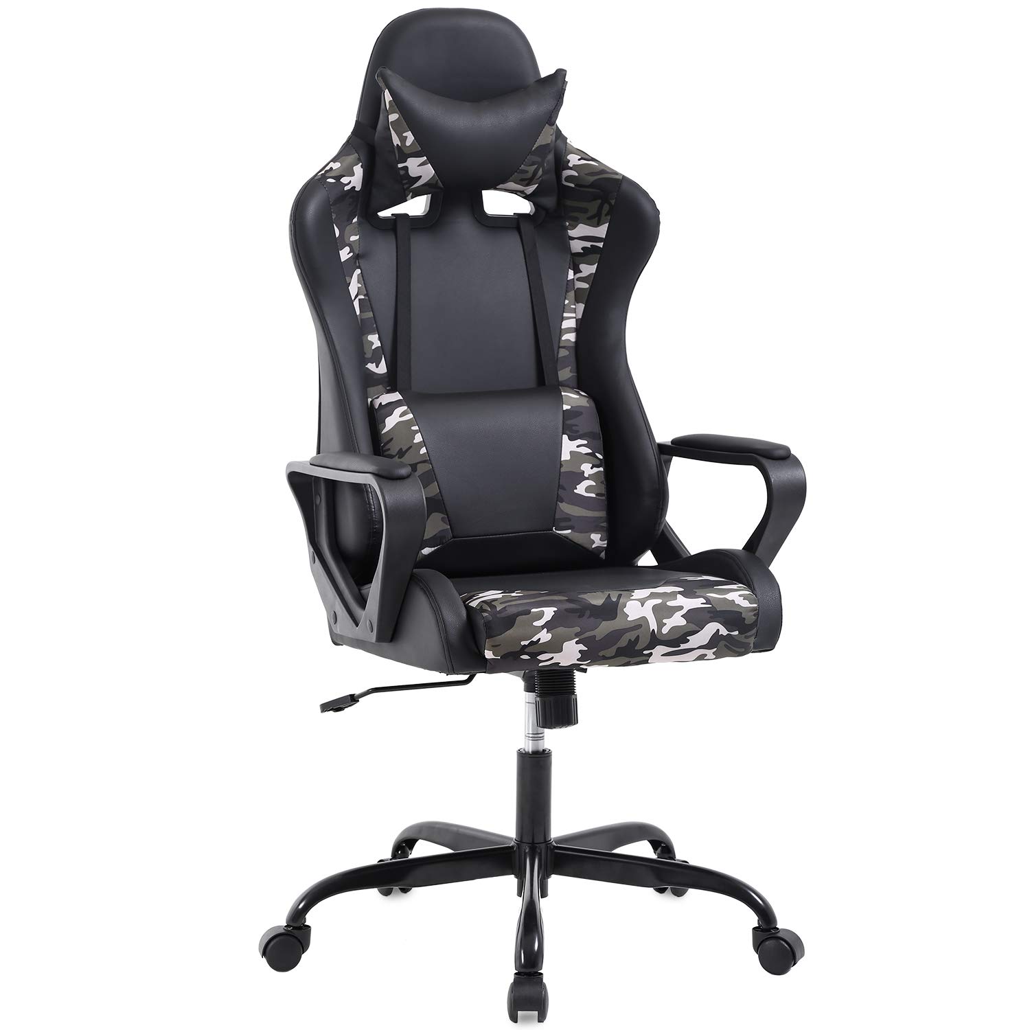 Ergonomic Gaming Chair with Lumbar Support & Headrest - High Back PU Leather Racing Style Office Chair with Adjustable Arms & Swivel Base - Perfect for PC Gaming, Home Office & Workstation (Camo Design) - Ideal for Adults, Women & Teen Gamers