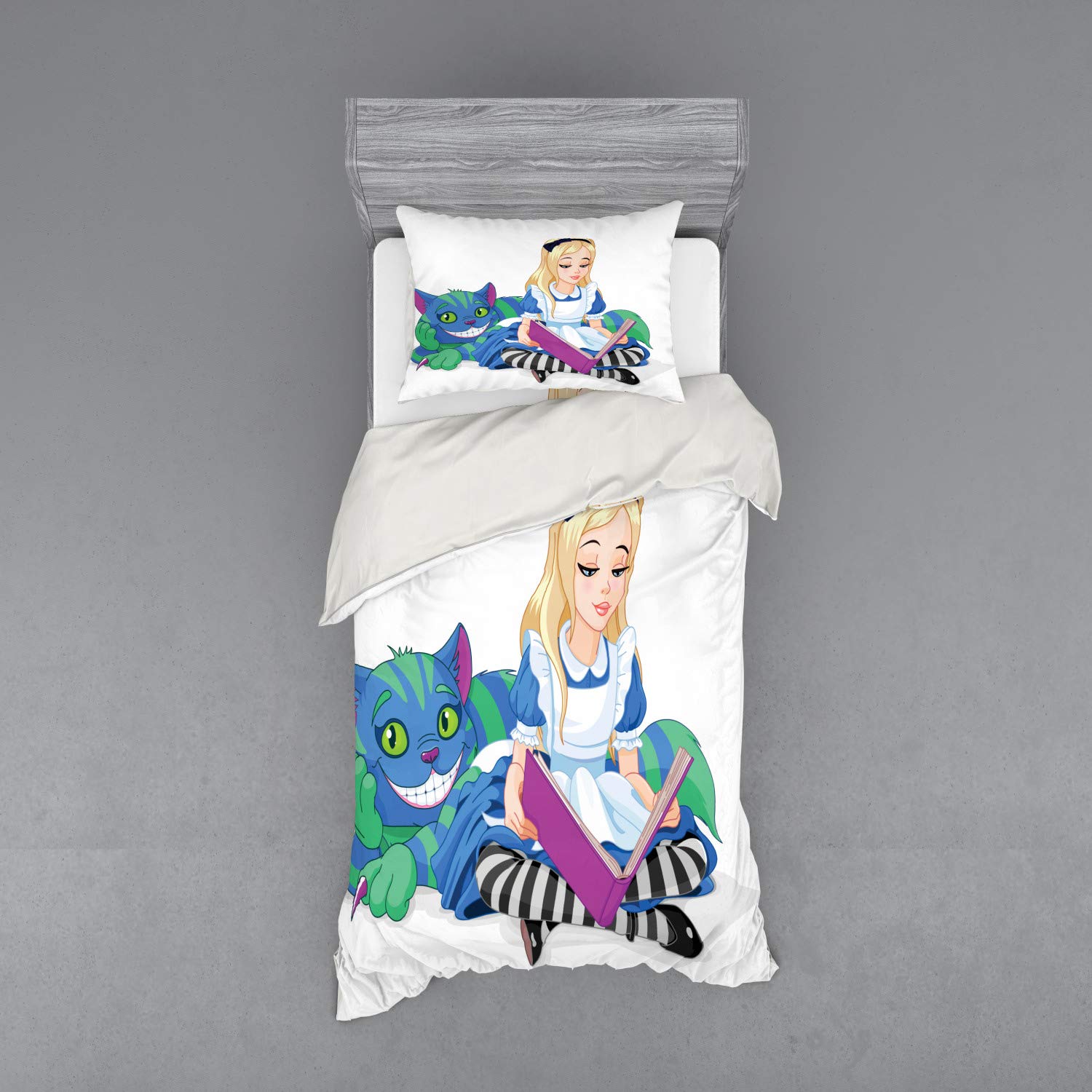 **Ambesonne Alice in Wonderland Duvet Cover Set - 3 Piece Twin Size Bedding with Sham & Fitted Sheet, Colorful Character Design for Kids & Teens Room Decor, Perfect for Themed Bedrooms, Gifts & Fantasy Lovers**    *(Optimized for SEO, includes target keywords like 