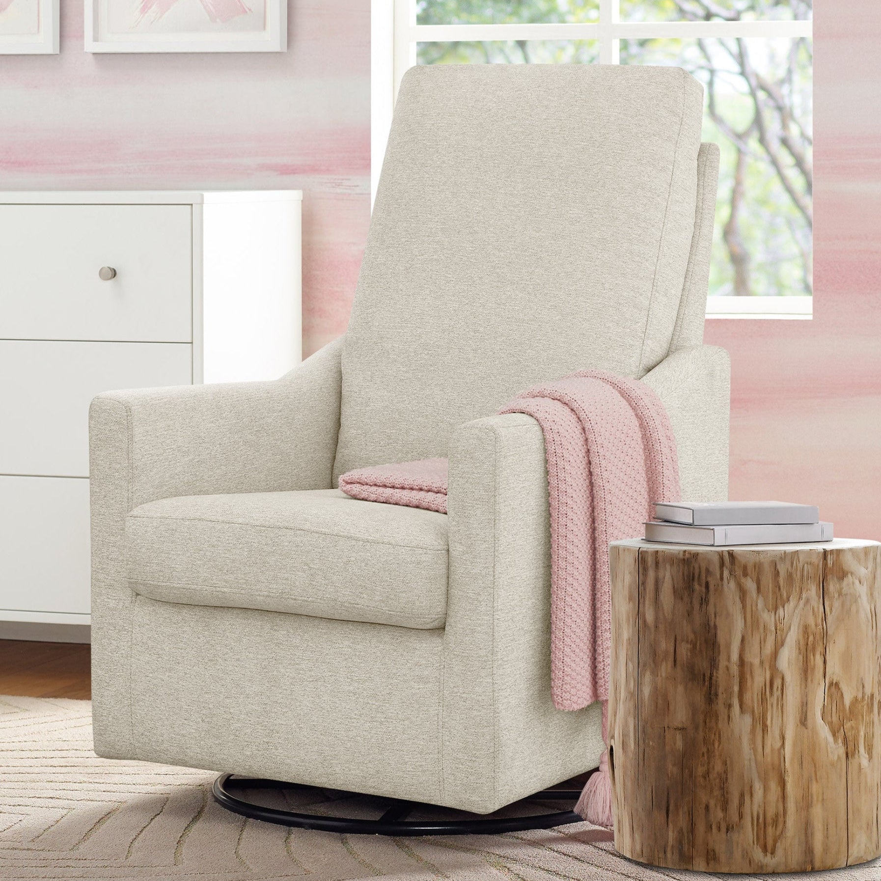 Andie Nursery Glider Swivel Chair - Stain Resistant LiveSmart Fabric - Comfortable Rocking Chair for Breastfeeding & Baby Nursery - Perfect for Nursing, Reading & Relaxing with Your Newborn
