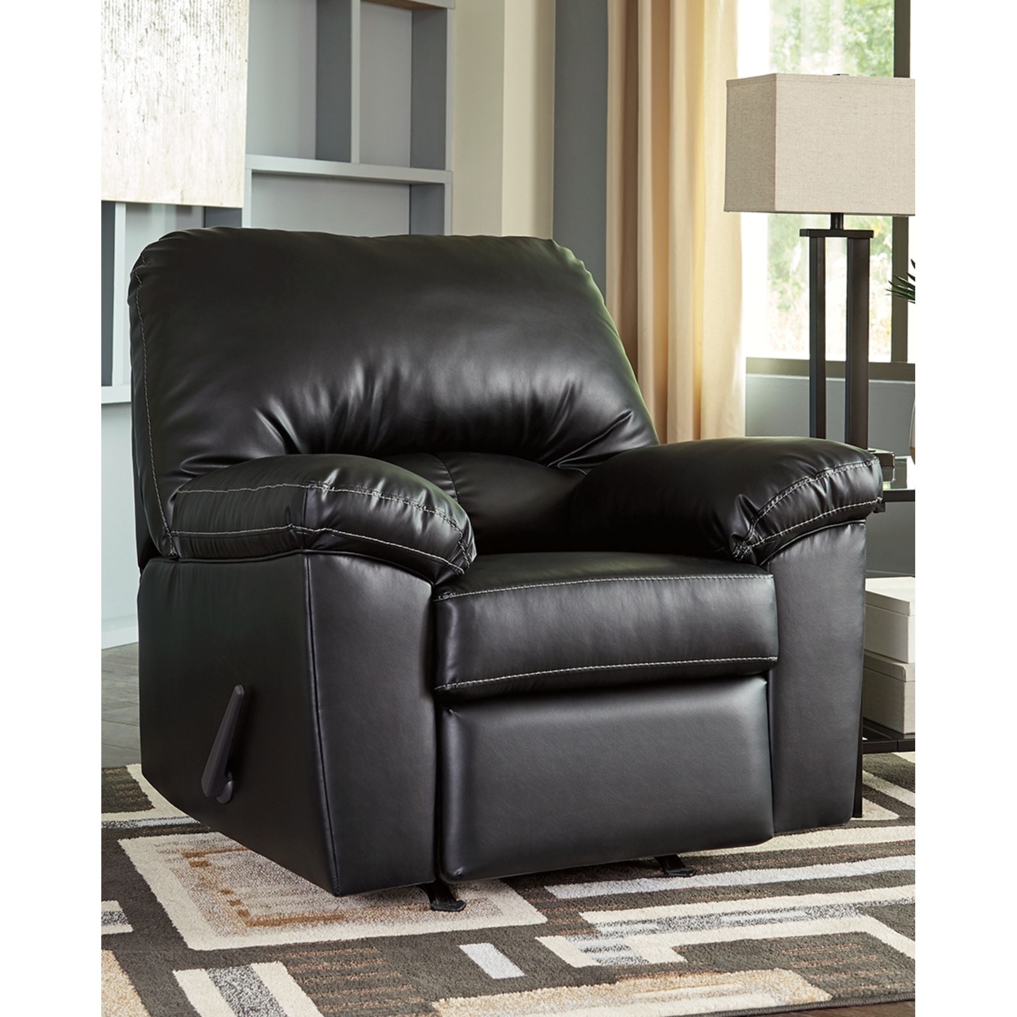 Brazoria Rocker Recliner Chair - Black Leather Power Lift Recliner for Living Room, Elderly & Nursing Home Use