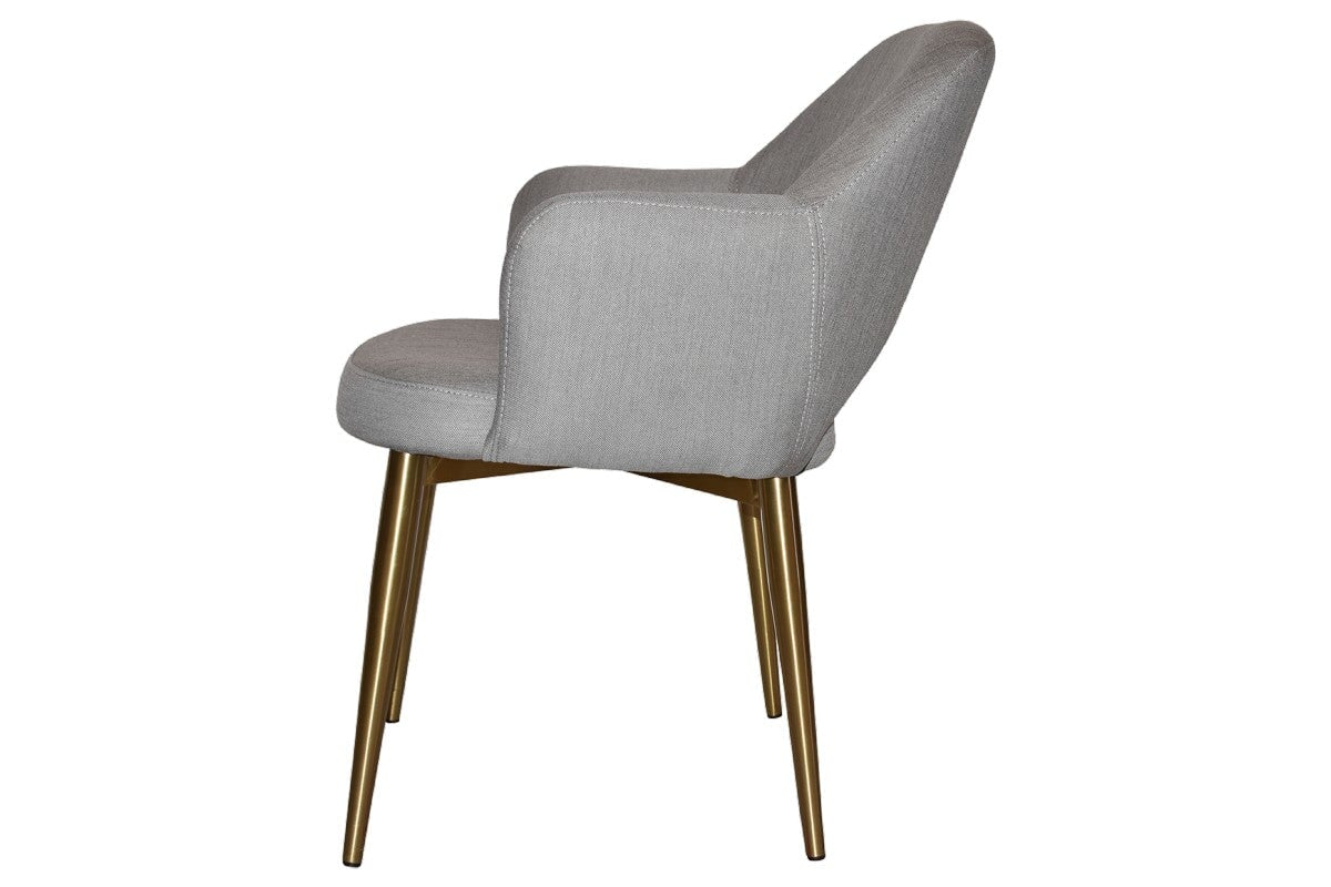 EZ Hospitality Cairo Indoor Armchair with Slim Brass Metal Base - 4 Leg Modern Dining Chair for Living Room, Bedroom, and Office Decor