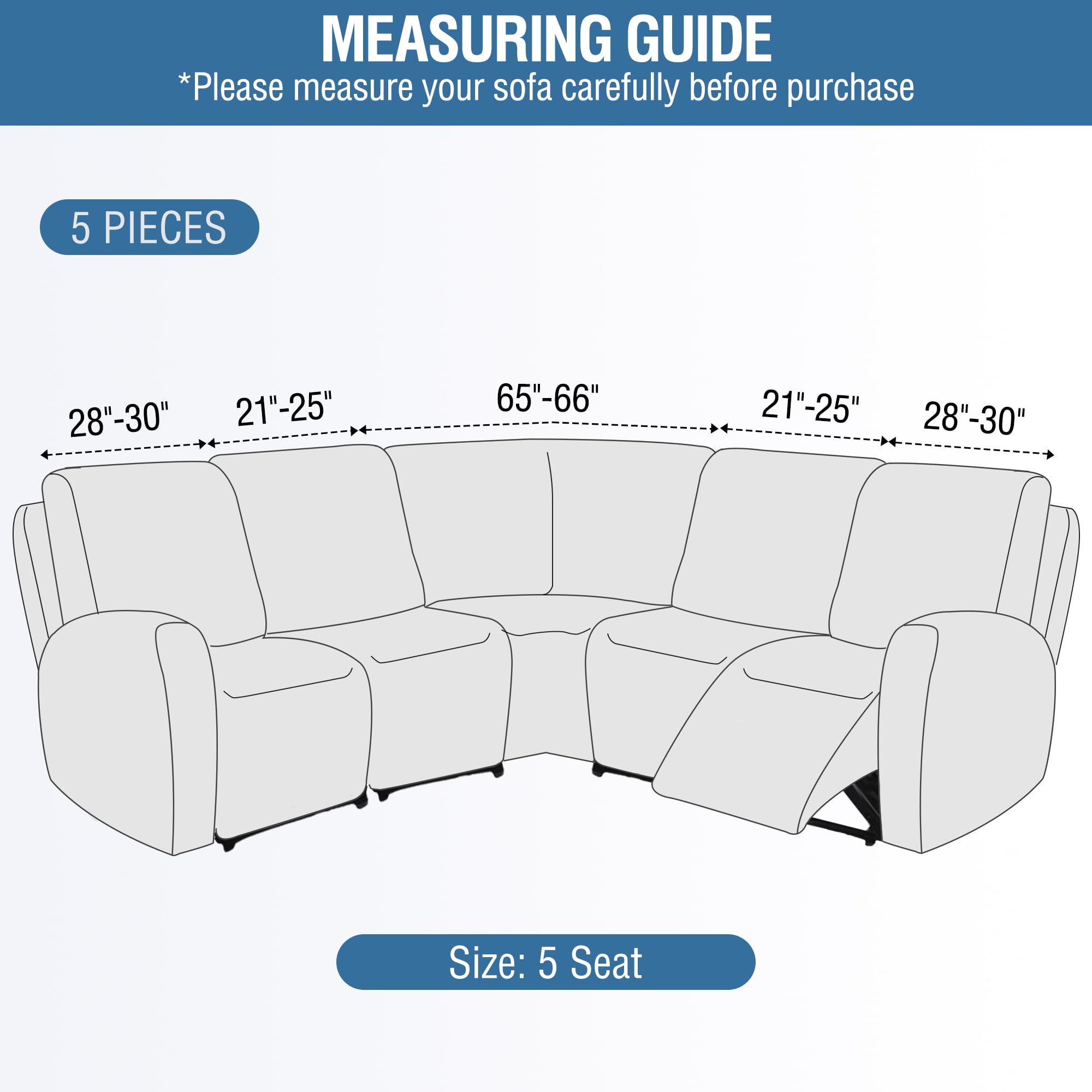 ALIECOM 5-Piece Waterproof Reclining Sectional Sofa Cover - Stretch Jacquard Fabric, L-Shape Corner Couch Slipcover for Recliner Furniture Protector (Black) - Perfect for Living Room, Family Room & Pet-Friendly Homes