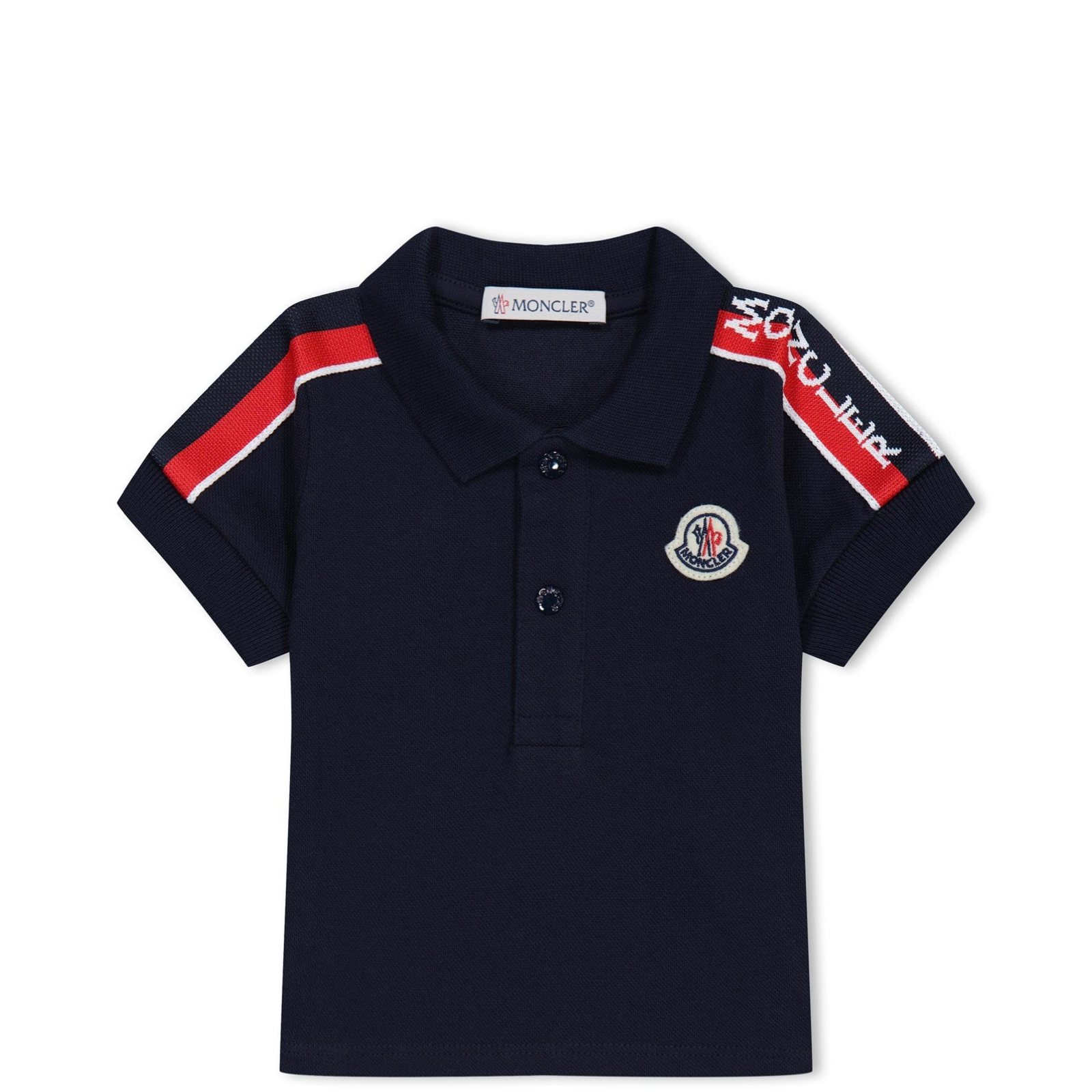 Moncler Baby Boys Tape Logo Polo Shirt - Soft Cotton Short Sleeve Top for Infants | Perfect for Playdates, Family Outings & Special Occasions