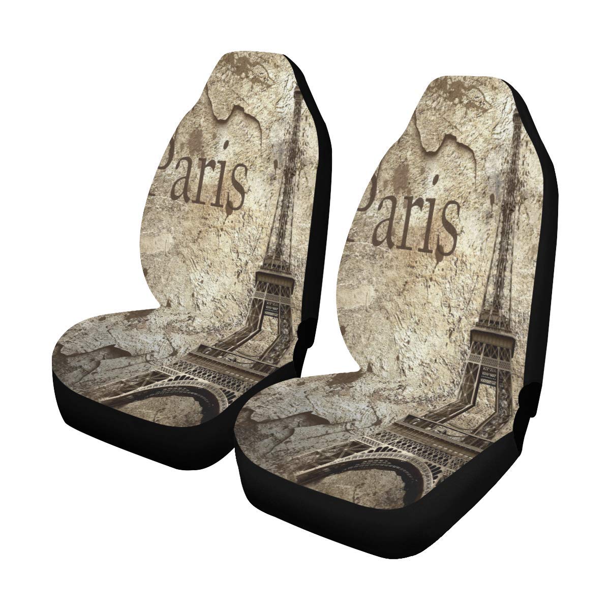 InterestPrint Paris Eiffel Tower Car Seat Covers Set of 2 - Universal Fit Vehicle Seat Protectors for Sedan, SUV, Truck | Waterproof & Anti-Slip Car Accessories for Travel, Commuting & Road Trips