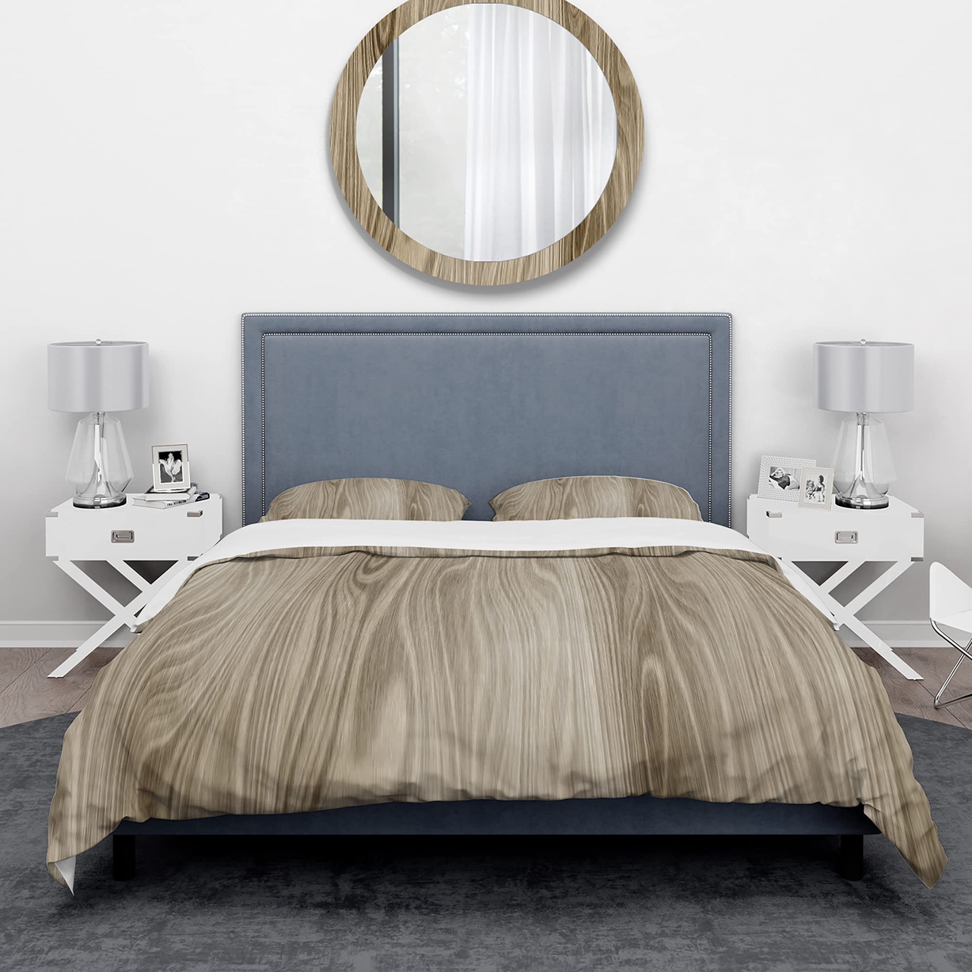 DesignQ Vertical Annual Tree Rings Abstract Duvet Cover Set - Modern Bedding for Contemporary Bedrooms, Guest Rooms & Dorm Decor