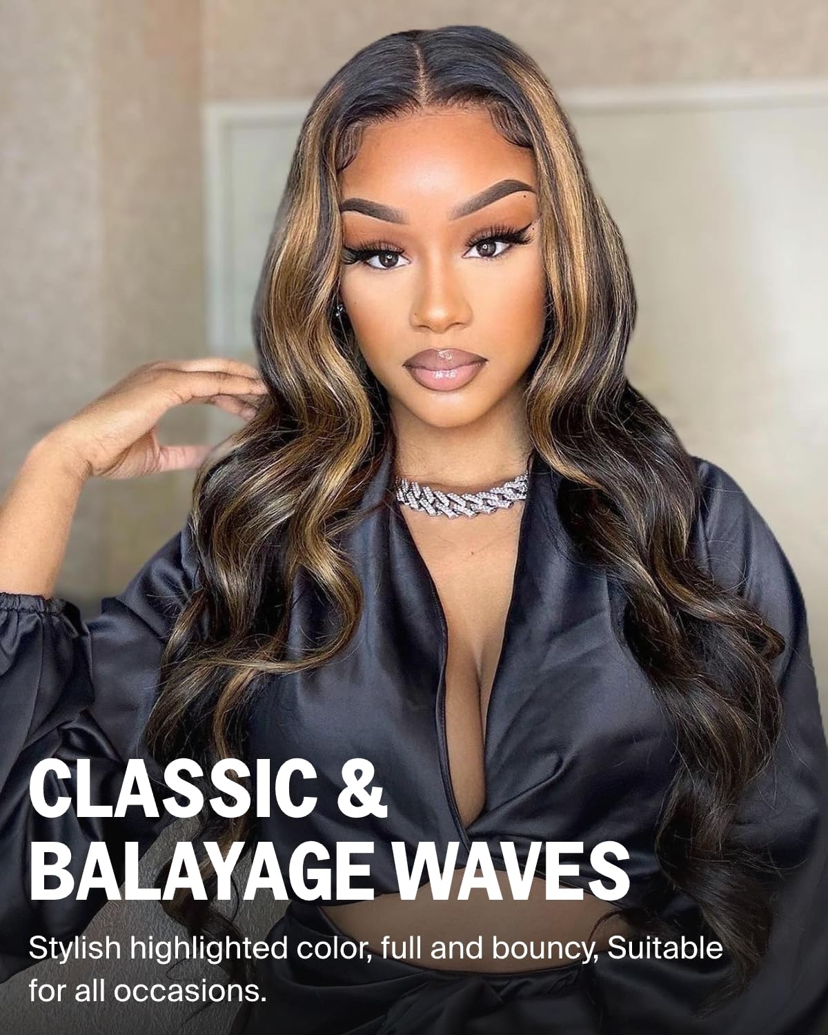MEGALOOK 28 Inch 1B/27 Highlight Ombre Lace Front Human Hair Wig - Pre Plucked 200% Density Balayage Body Wave 13x4 HD Transparent Lace with Baby Hair | Natural Look for Parties, Cosplay & Daily Wear