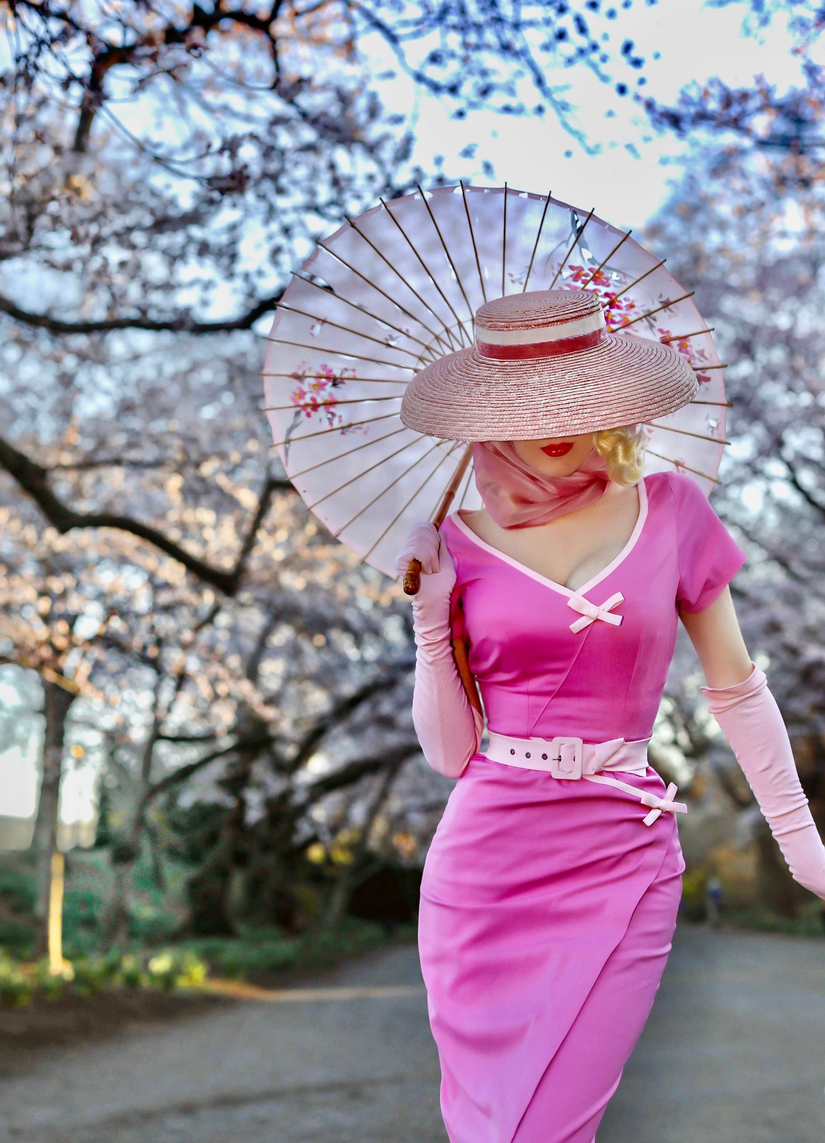 Vintage Pink Bow Pencil Dress - Retro Ashley Style for Women, Perfect for Parties, Weddings & Special Occasions
