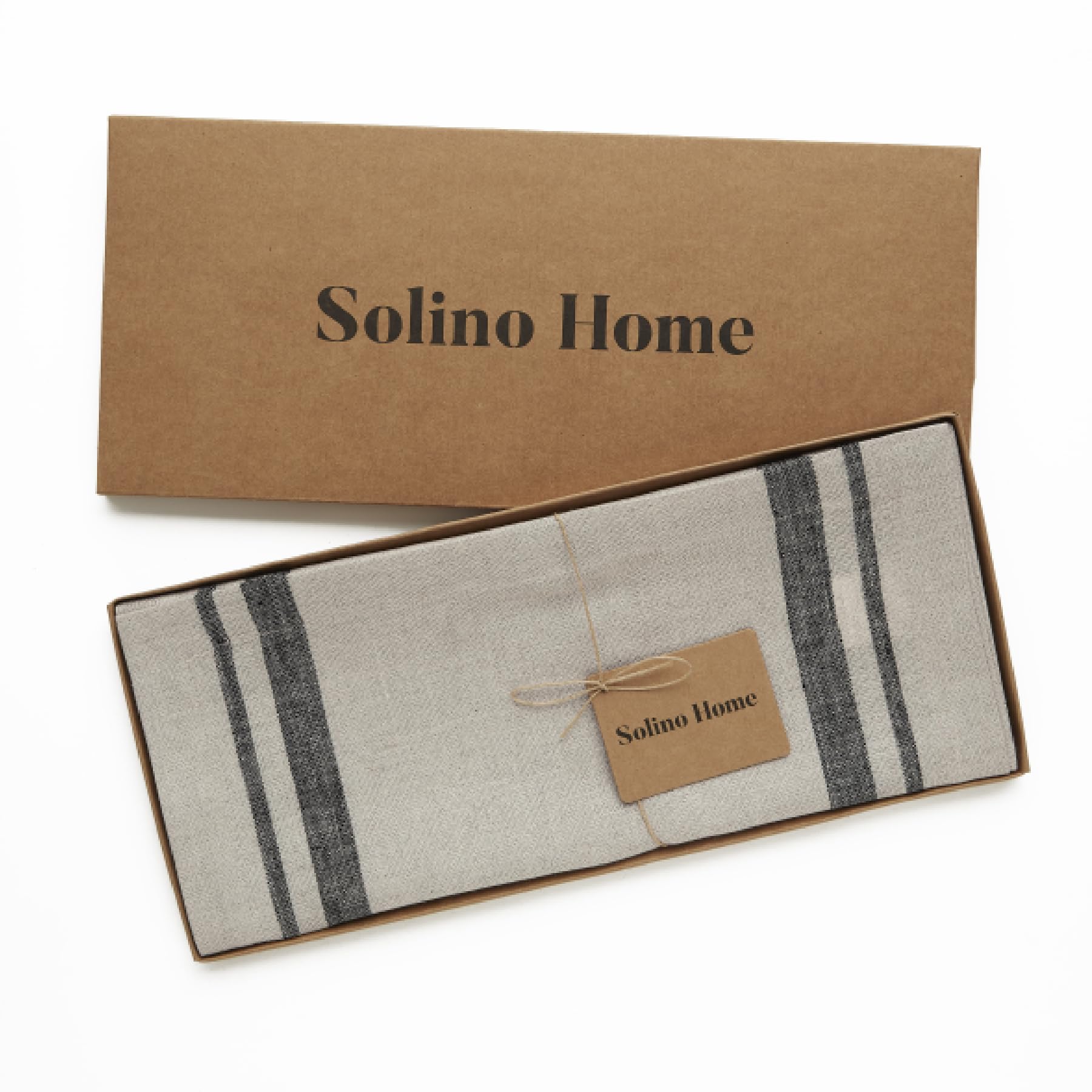 French Stripe Linen Table Runner 14x48 Inch - 100% Pure Linen for Coffee & Dining Tables