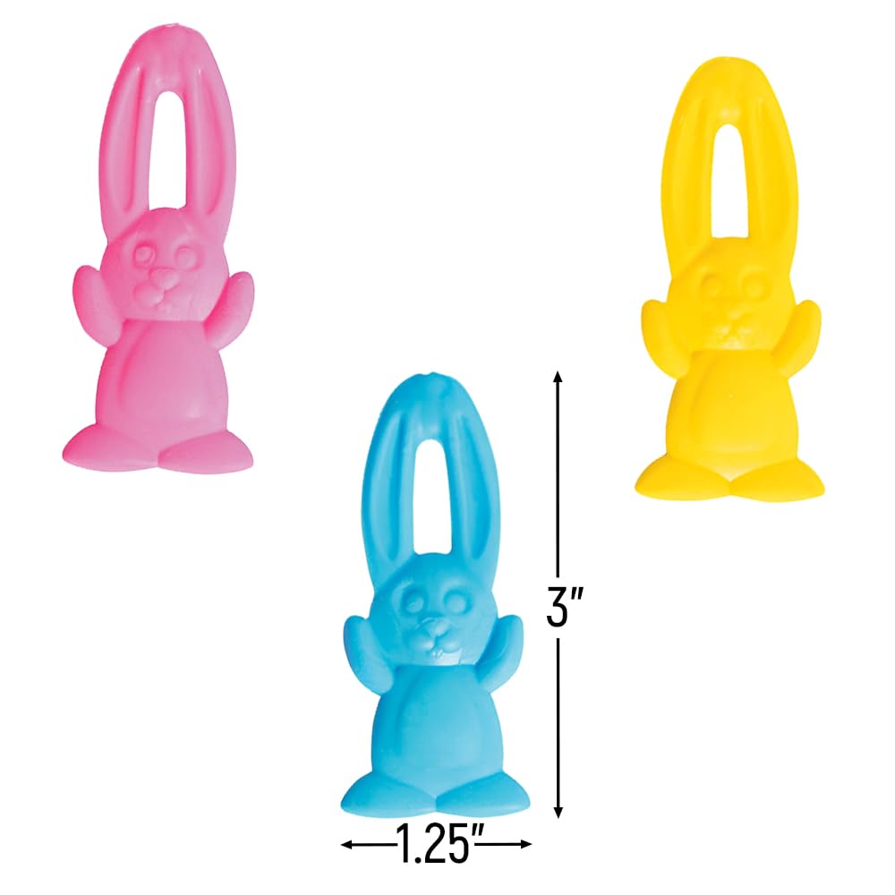 Fun Express Easter Flying Bunnies - 12-Piece Stretchy Sticky Bunny Toys for Easter Egg Hunts & Party Favors - Fun Outdoor Spring Games for Kids