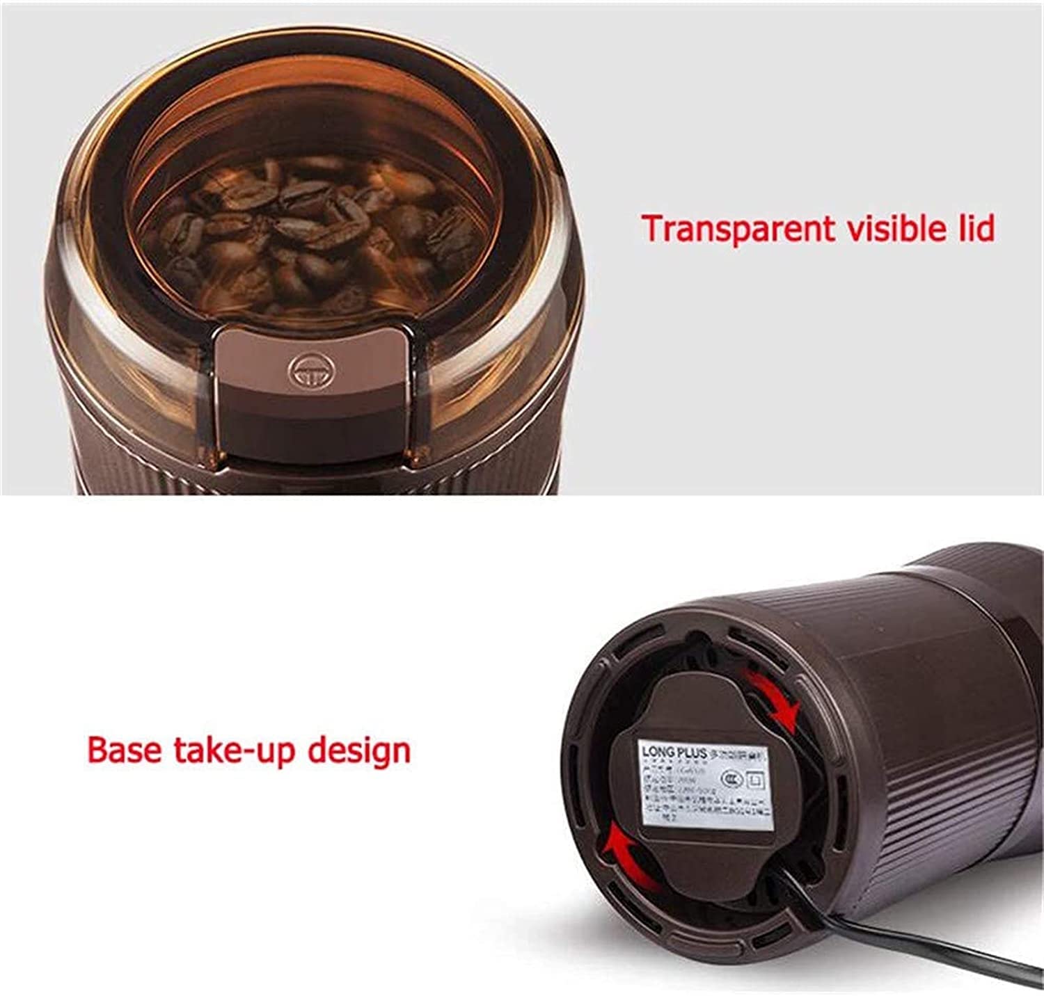 Premium Electric Coffee Grinder for Beans & Spices - Stainless Steel Blade & Bowl - Quiet Operation - Adjustable Coarse to Fine Grind - Perfect for Home, Office & Coffee Shops