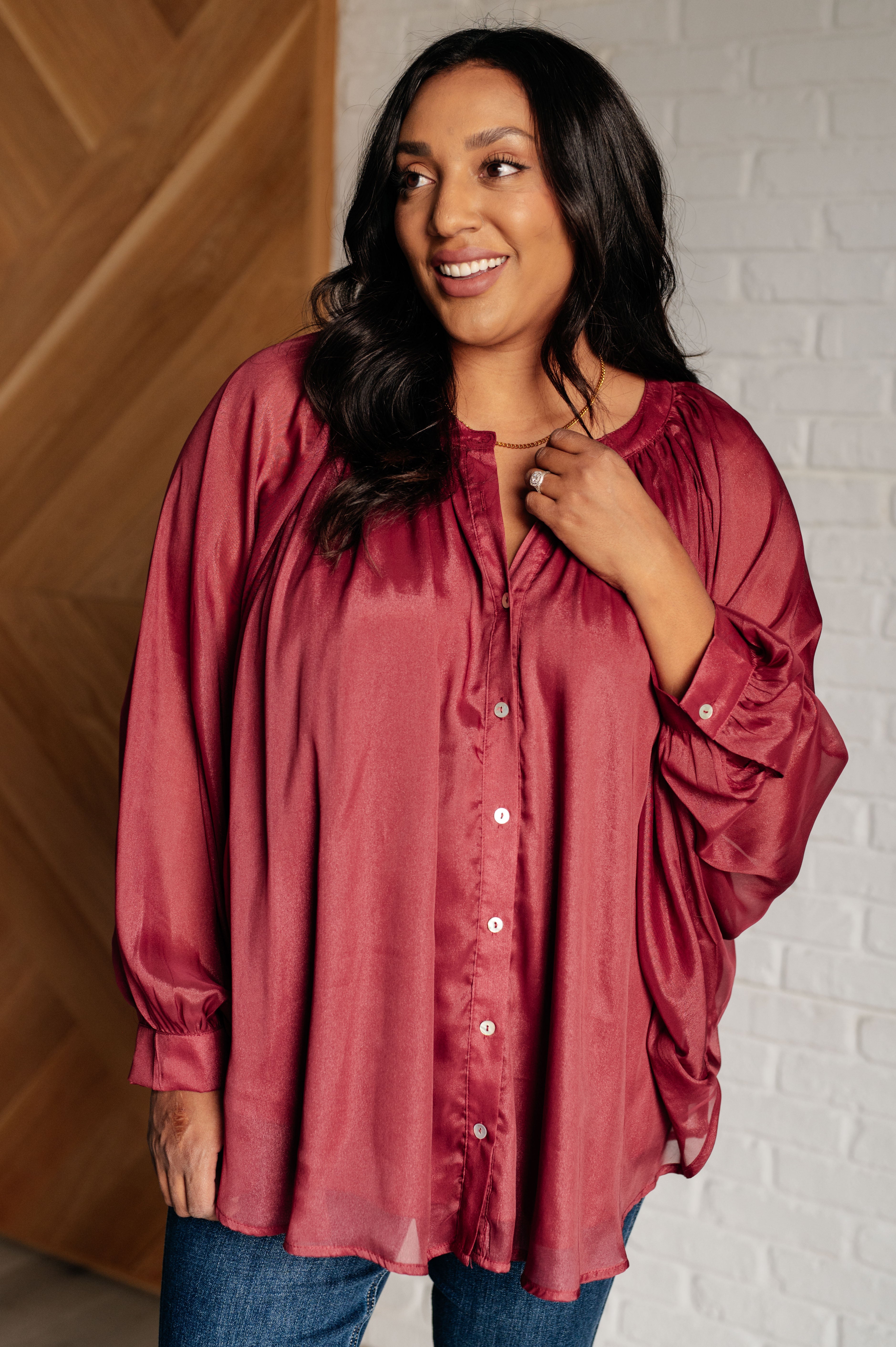 Stylish Bat Sleeve Button Down Shirt for Women - Trendy Blouse with Unique Wing Sleeves - Perfect for Parties, Date Nights & Office Wear