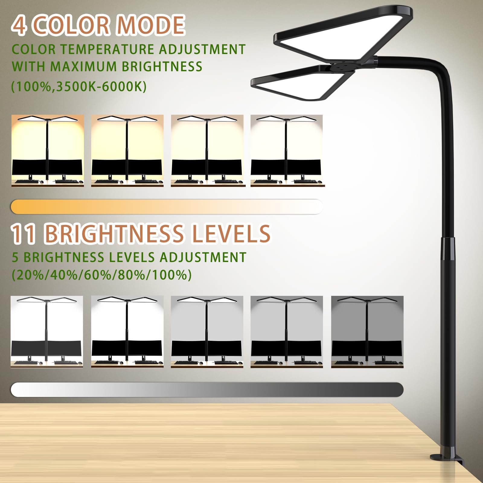 LED Desk Lamp for Home Office - Super Bright Adjustable Clamp Light with 360° Swivel, Eye Protection & Screen Monitor Light | Perfect for Work, Study, Reading & Computer Use