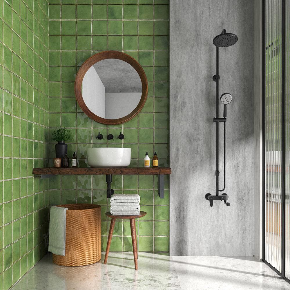 Havana Emerald Green 150x150mm Handmade Zellige Glossy Ceramic Tile - Perfect for Kitchen Backsplash, Bathroom Walls & Mediterranean Style Decor