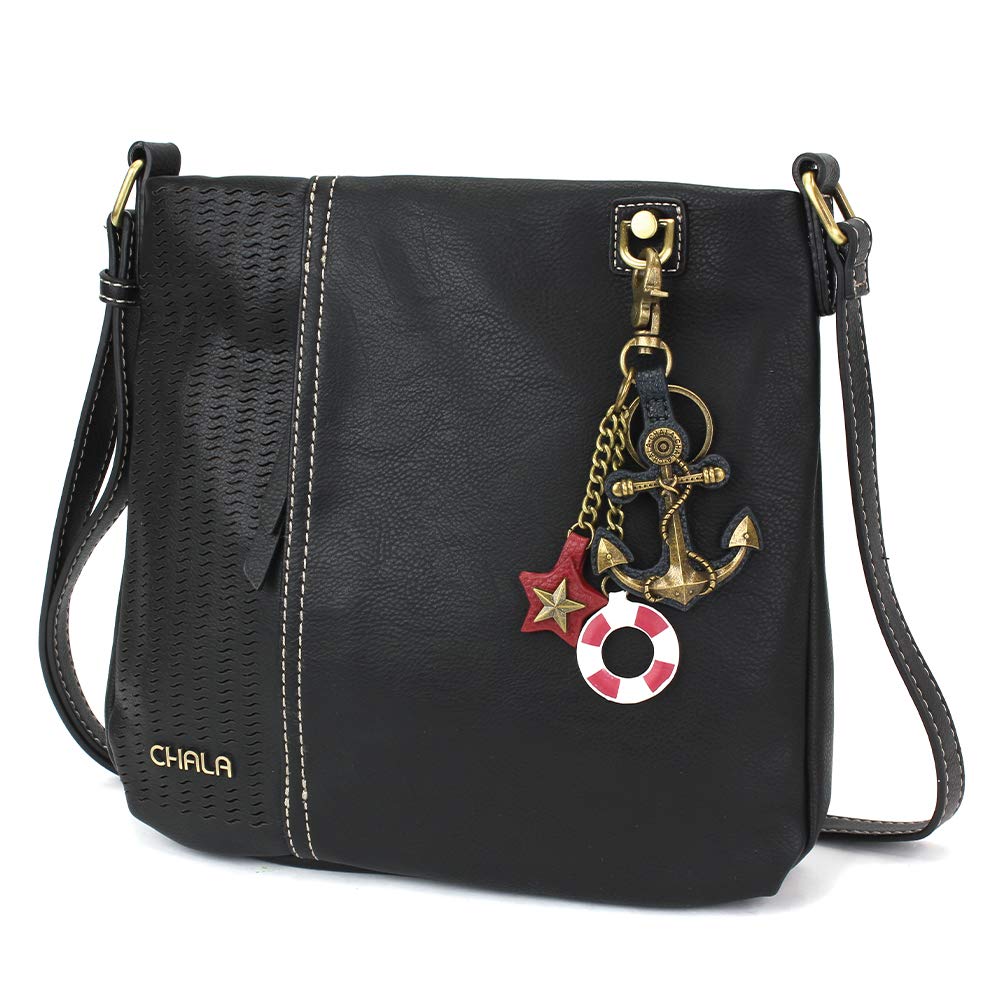 CHALA Women's Laser Cut Crossbody Bag - Faux Leather Purse with Adjustable Strap, Black - Perfect for Work, Travel & Everyday Use