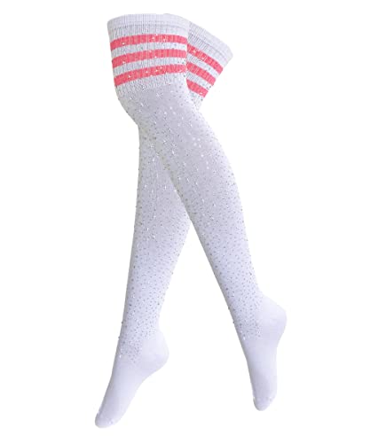 Rhinestones White the Pink Stripe