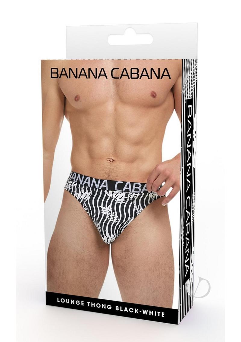 Banana Cabana Thong Sandals for Women - Large/XLarge Size - Black & White Flip Flops - Perfect for Beach, Pool, and Summer Vacations