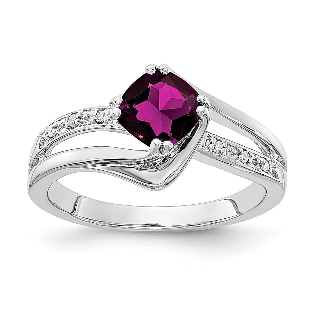 925 Sterling Silver Rhodolite Garnet & Diamond Ring for Women | Elegant Gemstone Fine Jewelry | Perfect Gift for Her | Anniversary, Engagement, Wedding & Special Occasions